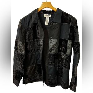 Vintage Easyspirit black patch work velvet button up oversized jacket size M